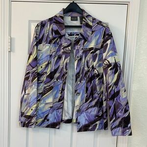 Chico's Purple and Blue Abstract Jean Jacket